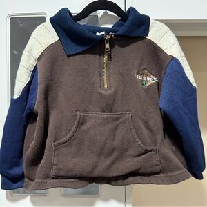 Bugle Boy Brown and Blue Quarter-Zip Sweatshirt